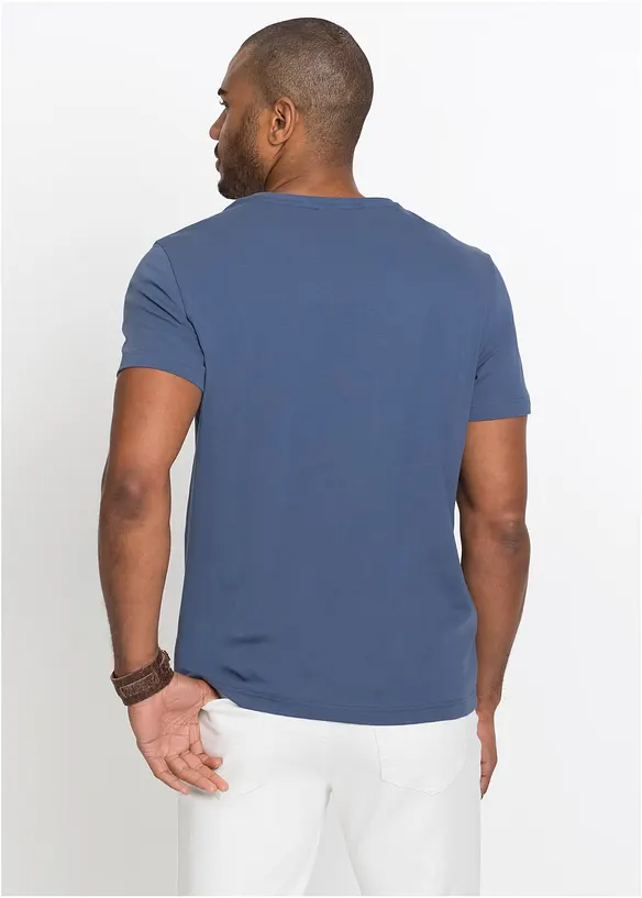 T-Shirt aus reiner Baumwolle in blau von hinten (im Anschnitt) - bonprix