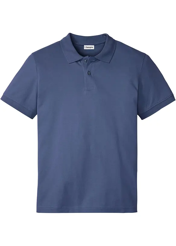 Piqué-Poloshirt aus reiner Bio-Baumwolle in blau von vorne - bonprix