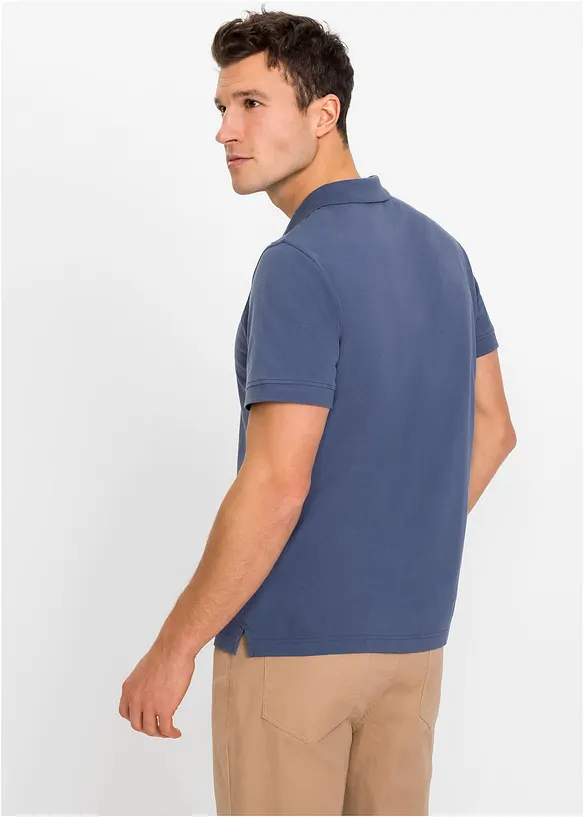 Piqué-Poloshirt aus reiner Bio-Baumwolle in blau von hinten (im Anschnitt) - bonprix