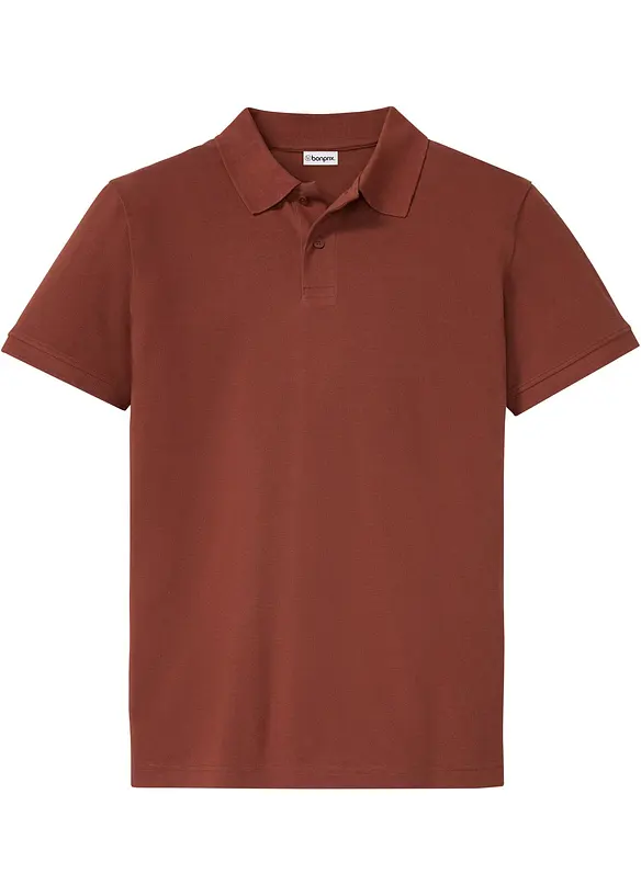 Piqué-Poloshirt aus reiner Bio-Baumwolle in braun von vorne - bonprix