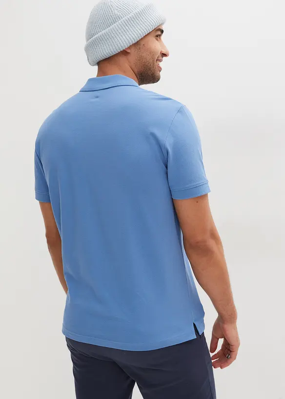 Piqué-Poloshirt aus reiner Bio-Baumwolle in blau von hinten (im Anschnitt) - bonprix