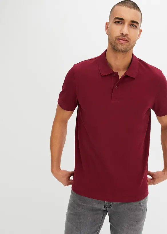 Piqué-Poloshirt aus reiner Bio-Baumwolle in rot von vorne (im Anschnitt) - bonprix