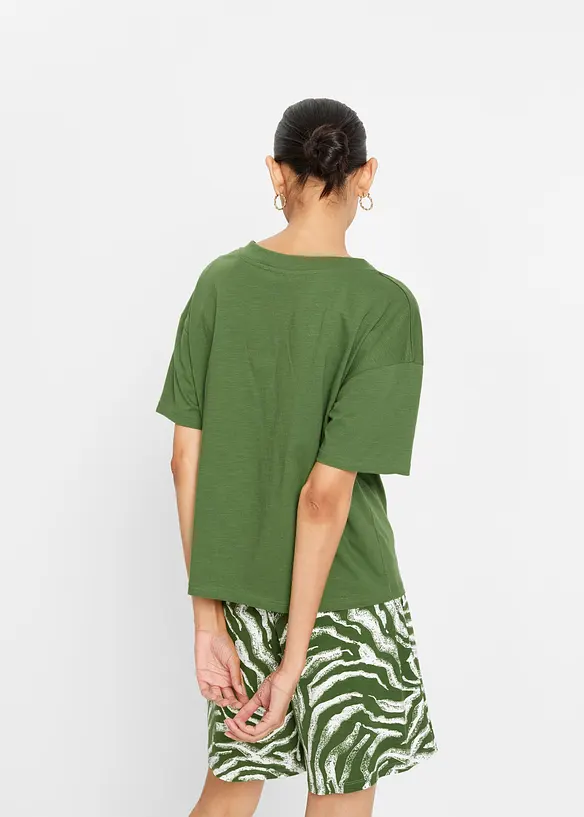 Oversize-Shirt aus reiner Bio-Baumwolle in grün von hinten (im Anschnitt) - bonprix