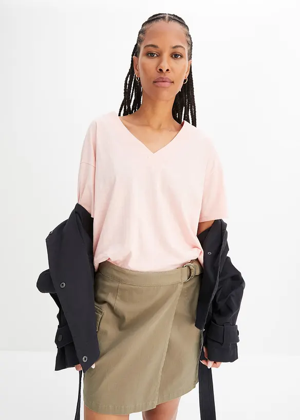 Oversize-Shirt aus reiner Bio-Baumwolle in rosa von vorne (im Anschnitt) - bonprix