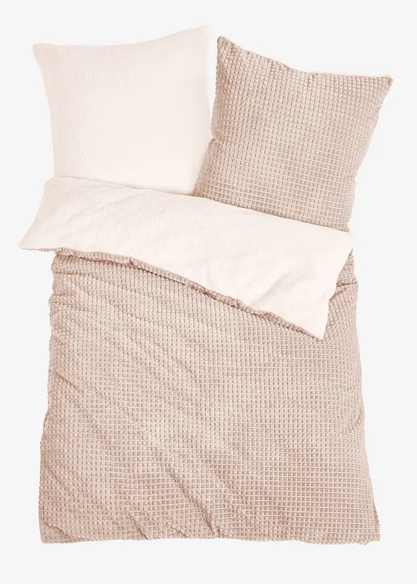 Wendbare Cashmere Touch Bettwäsche mit Hochtief-Effekt in grau von vorne - bonprix