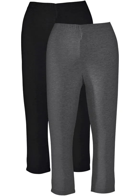 Capri-Leggings (2er Pack) in grau - bonprix
