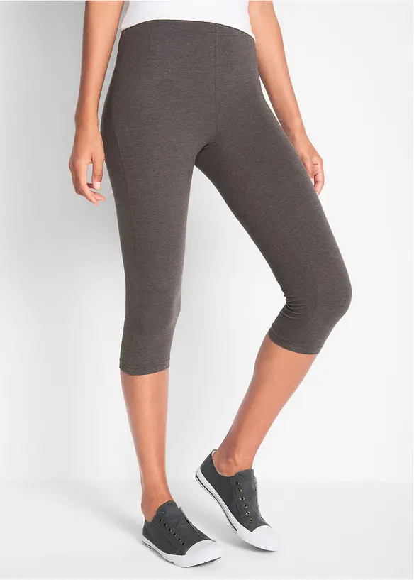 Capri-Leggings (2er Pack) in grau von vorne - bonprix