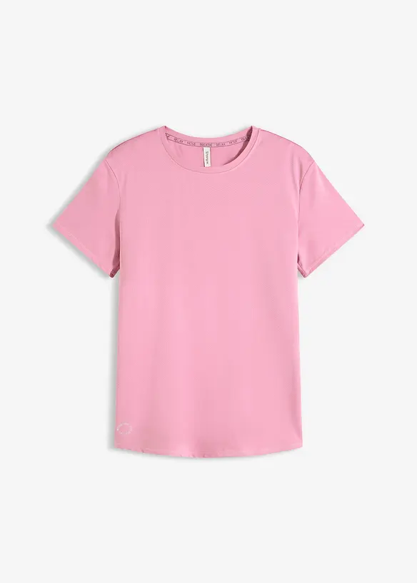 Weites Sport-Shirt mit Strukturoptik, schnelltrocknend in rosa von vorne - bonprix