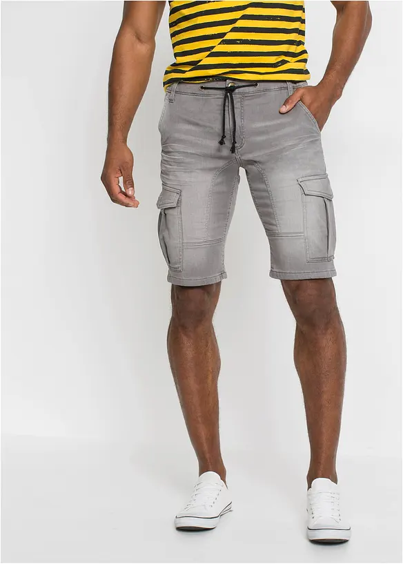Sweatjeans-Bermuda in Regular-Fit in grau von vorne - bonprix