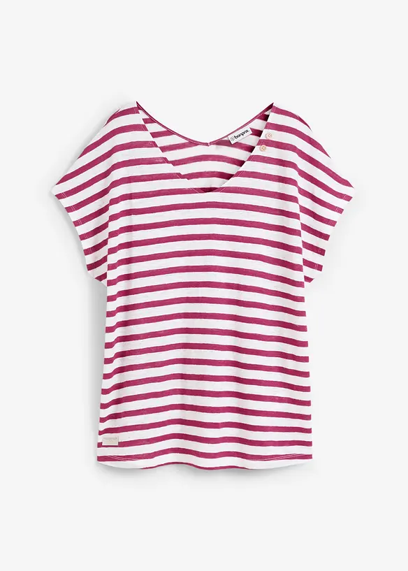 Shirt aus reinem Leinen mit Fledermausärmeln in lila von vorne - bonprix