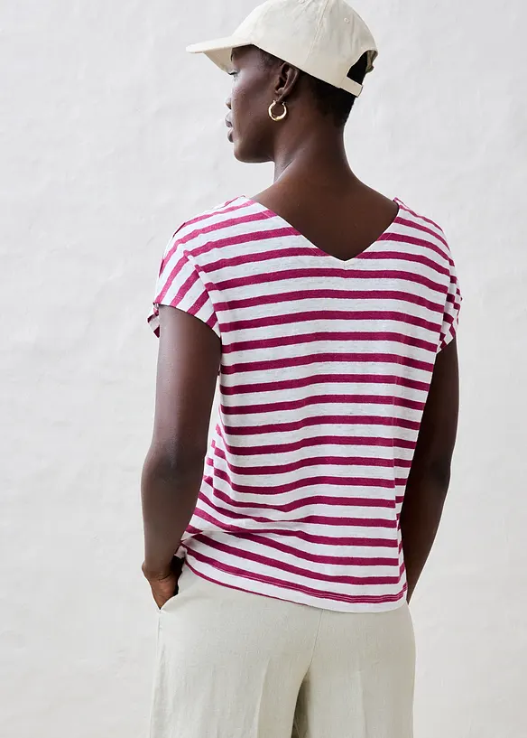 Shirt aus reinem Leinen mit Fledermausärmeln in lila von hinten (im Anschnitt) - bonprix