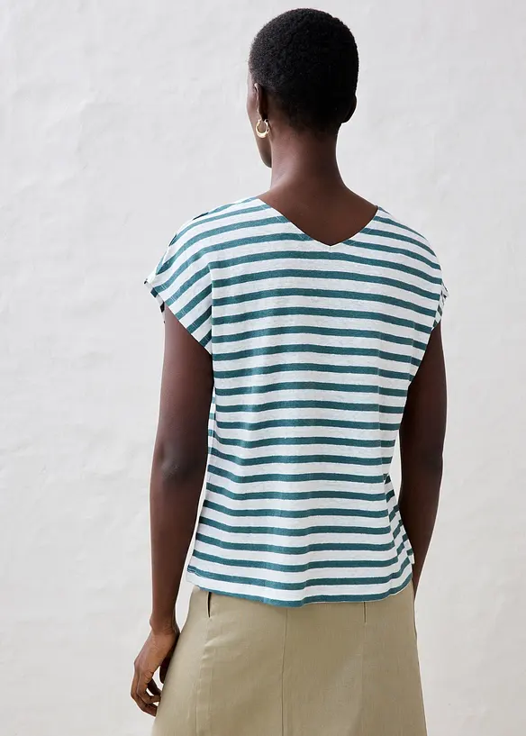 Shirt aus reinem Leinen mit Fledermausärmeln in petrol von hinten (im Anschnitt) - bonprix