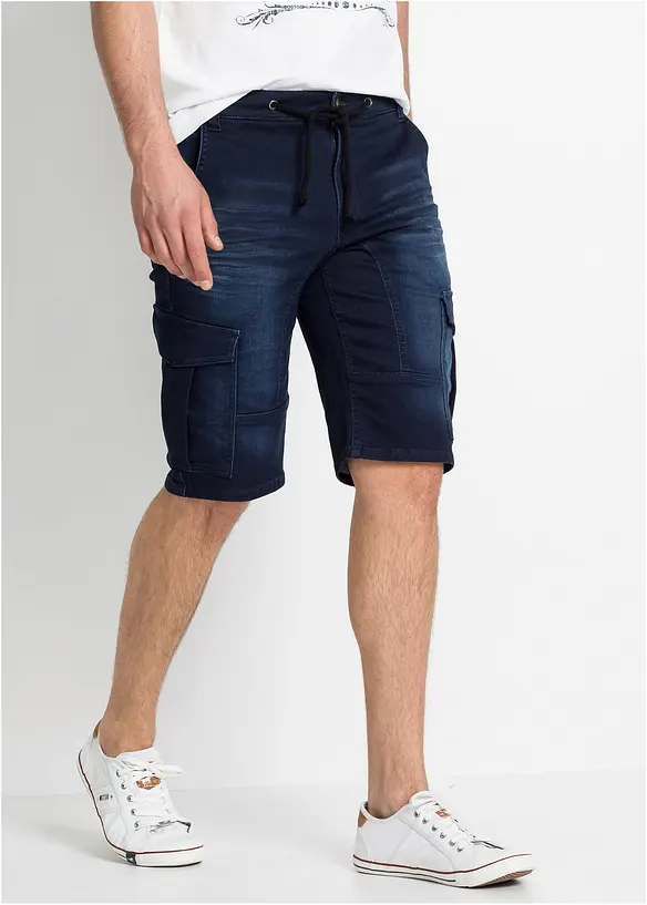 Sweatjeans-Bermuda in Regular-Fit in blau von vorne - bonprix
