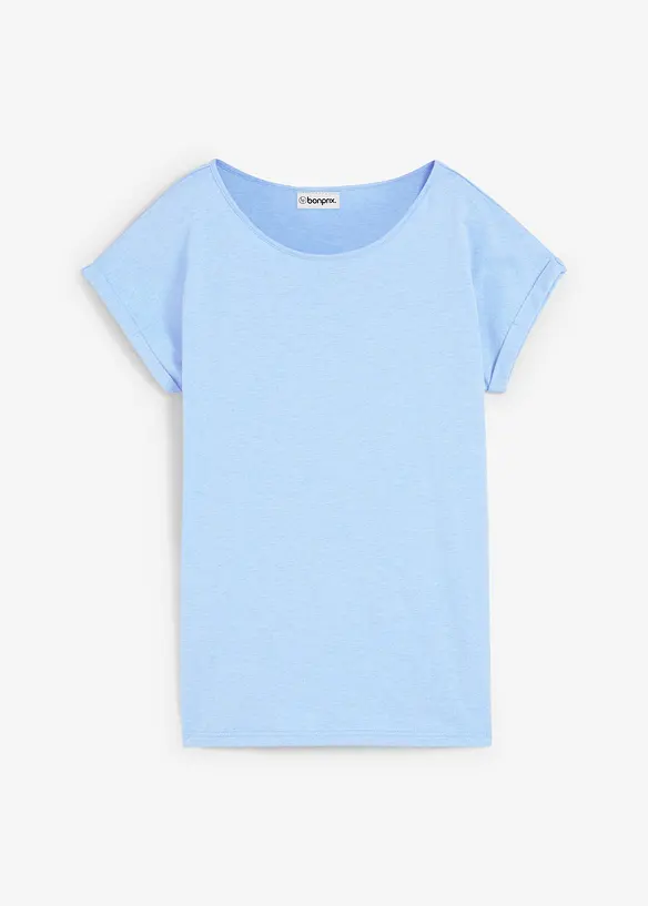 Shirt mit Seidenanteil in blau von vorne - bonprix