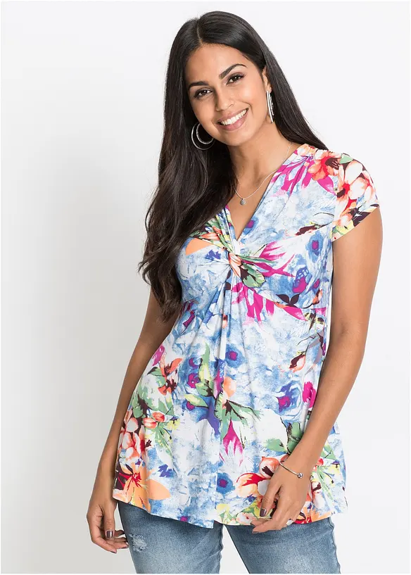 Shirt aus softem Viskose-Mix in blau von vorne (im Anschnitt) - bonprix Shirt aus softem Viskose-Mix in blau von vorne (im Anschnitt) - bonprix