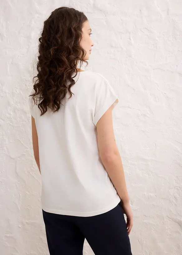 Shirt mit Seidenanteil in weiß von hinten (im Anschnitt) - bonprix