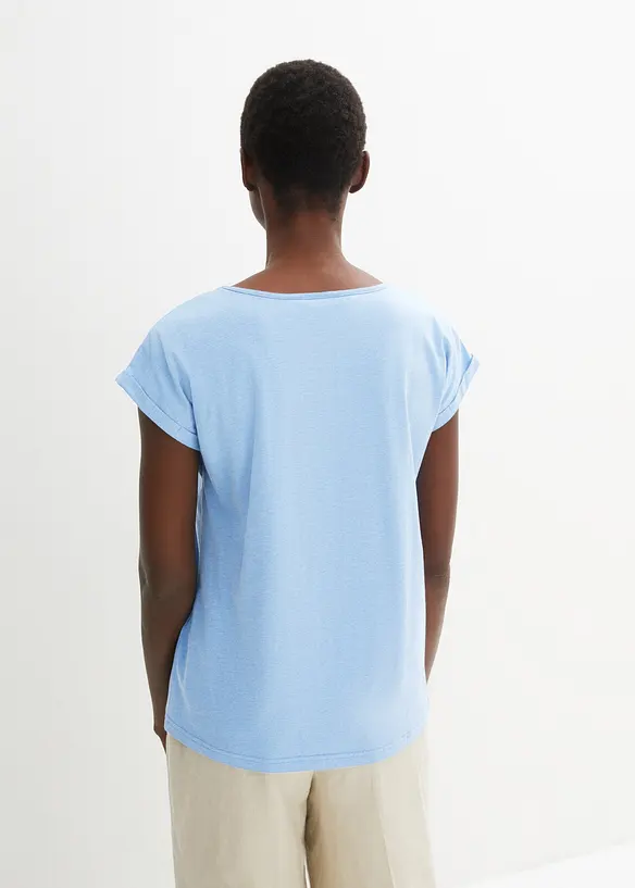 Shirt mit Seidenanteil in blau von hinten (im Anschnitt) - bonprix