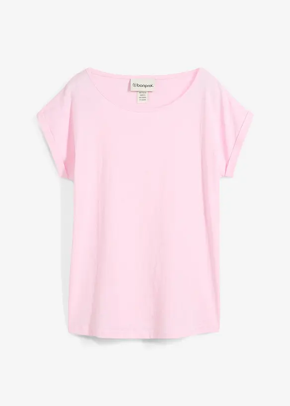 Shirt mit Seidenanteil in rosa von vorne - bonprix