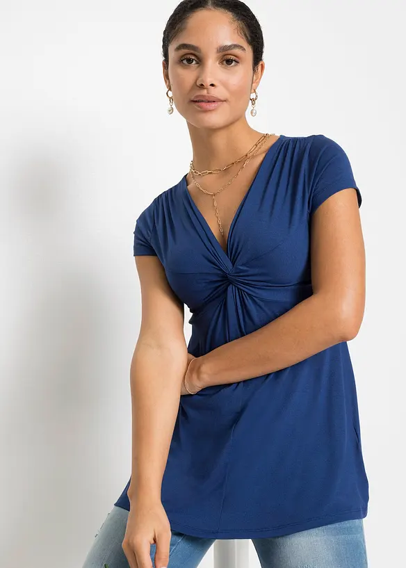 Shirt aus softem Viskose-Mix in blau von vorne (im Anschnitt) - bonprix Shirt aus softem Viskose-Mix in blau von vorne (im Anschnitt) - bonprix