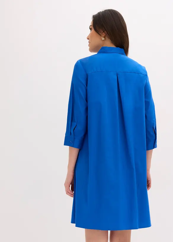 Hemdblusenkleid aus griffigem Popeline in blau von hinten (Totalaufnahme) - bonprix Hemdblusenkleid aus griffigem Popeline in blau von hinten (Totalaufnahme) - bonprix