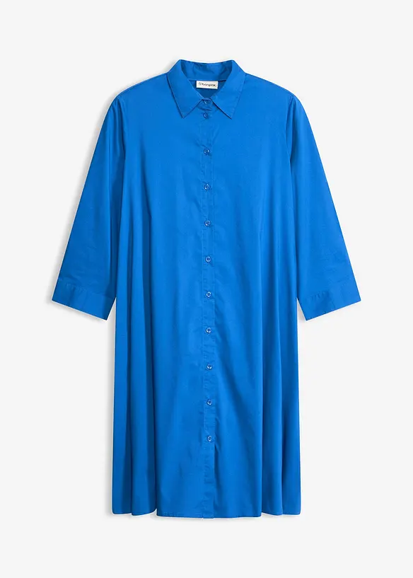 Hemdblusenkleid aus griffigem Popeline in blau von vorne - bonprix Hemdblusenkleid aus griffigem Popeline in blau von vorne - bonprix
