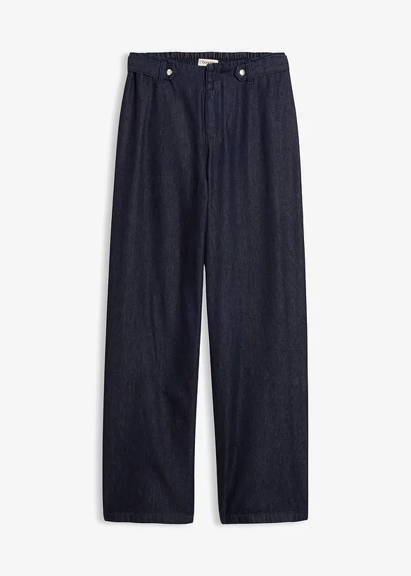 Loose Straight-Jeans High Waist in blau von vorne - bonprix