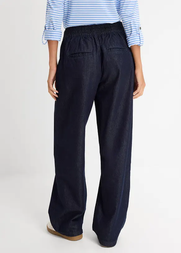 Loose Straight-Jeans High Waist in blau von hinten - bonprix