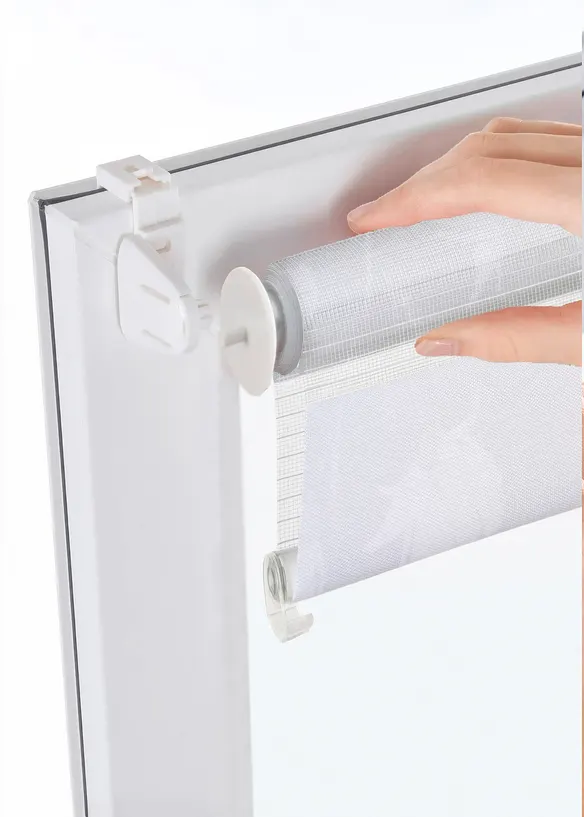 Doppelrollo mit Blumendruck in weiß - bonprix