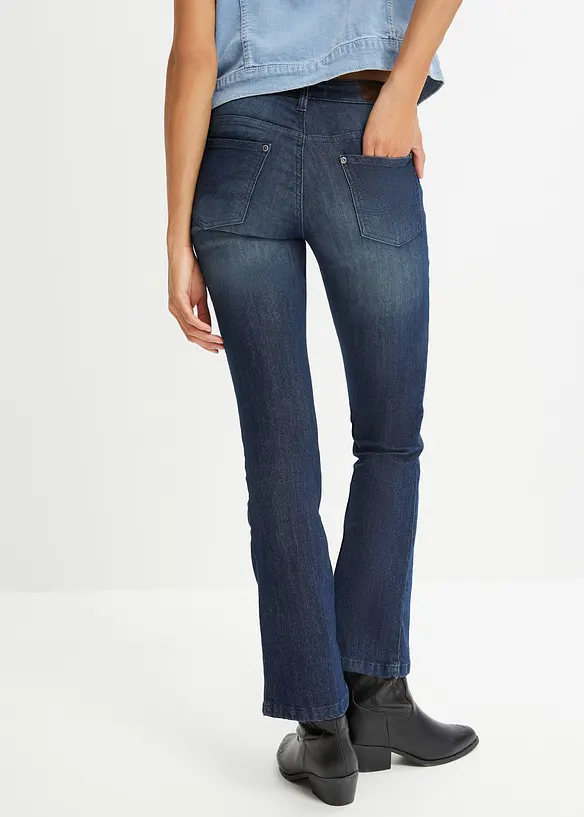 Bootcut-Jeans Mid Waist, Stretch in blau von hinten - bonprix