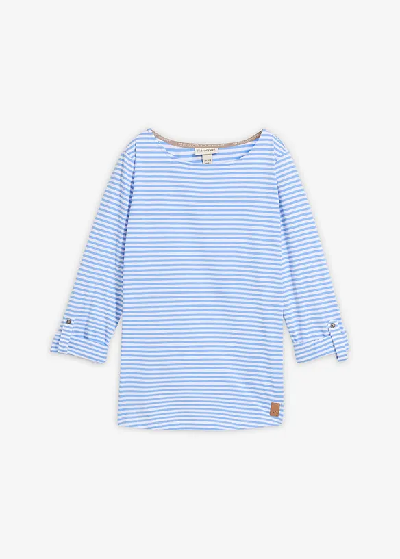 Langarmshirt aus reiner Baumwolle in blau von vorne - bonprix