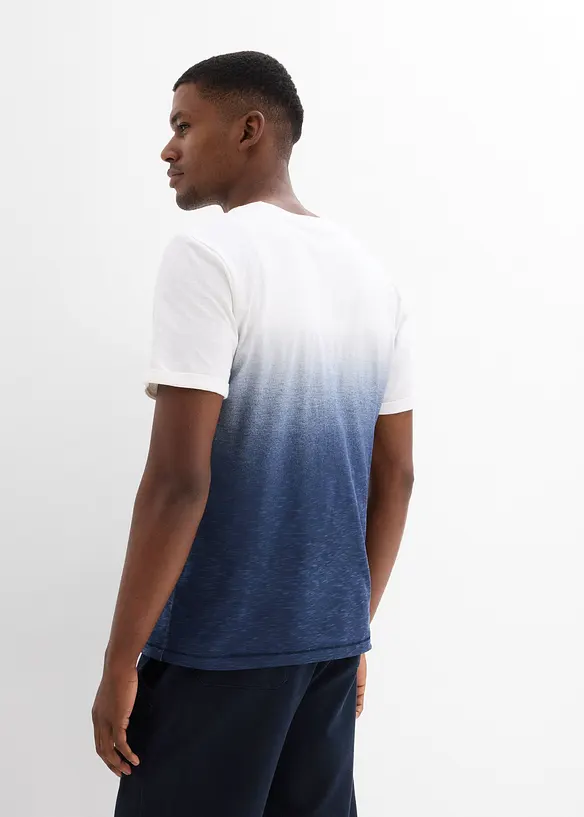 T-Shirt aus reiner Baumwolle, Slim Fit in blau von hinten (im Anschnitt) - bonprix