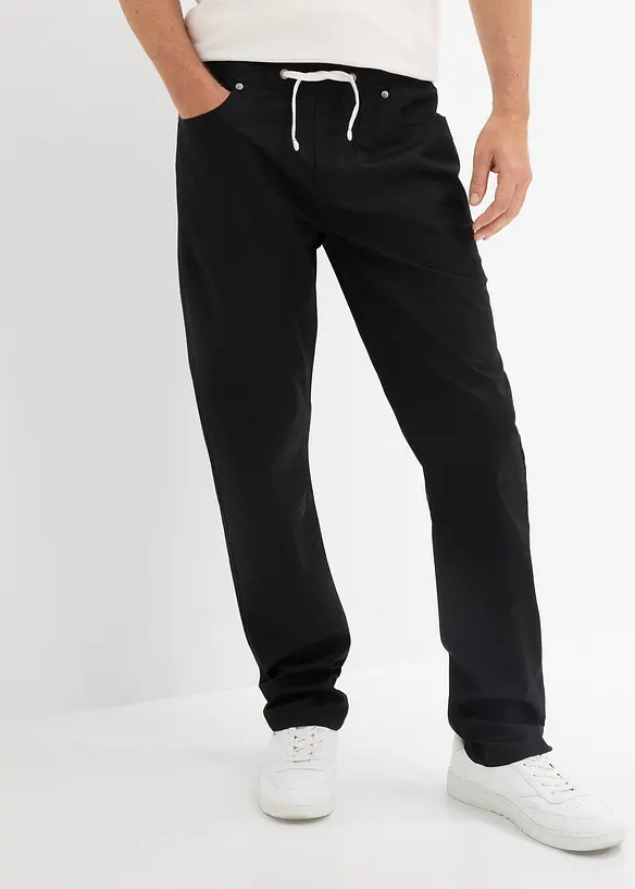 Regular Fit Stretch-Schlupfhose, Straight in grau von vorne - bonprix