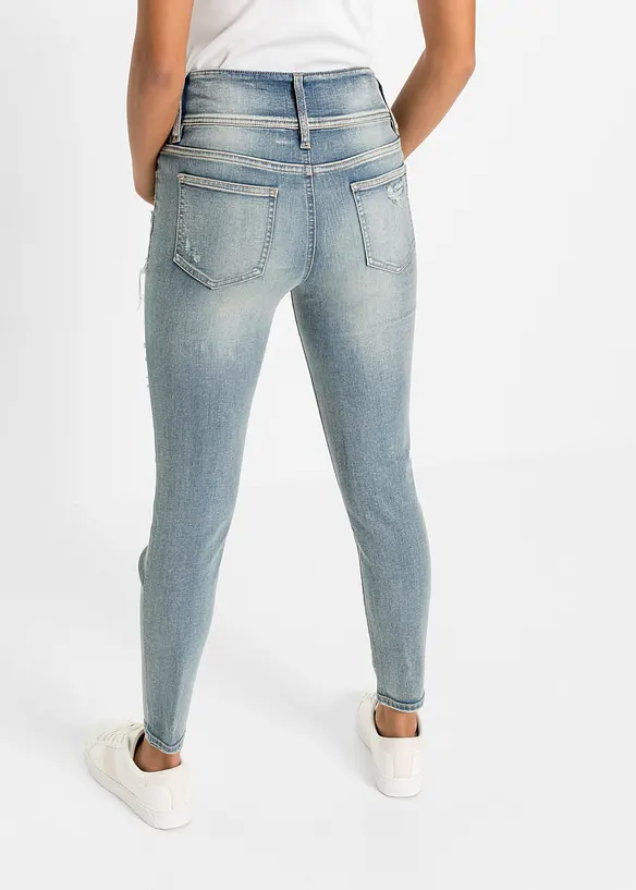 Skinny Jeans High Waist, Stretch in blau von hinten - bonprix
