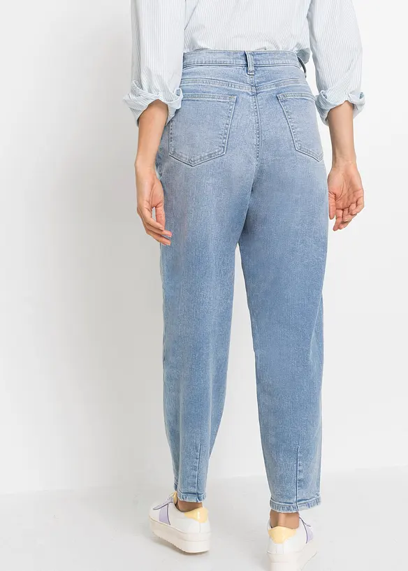 Barrel-Jeans, High Waist, Bio-Baumwolle in blau von hinten - bonprix