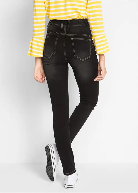 Slim-Fit-Jeans High Waist, Super Stretch in schwarz von hinten - bonprix