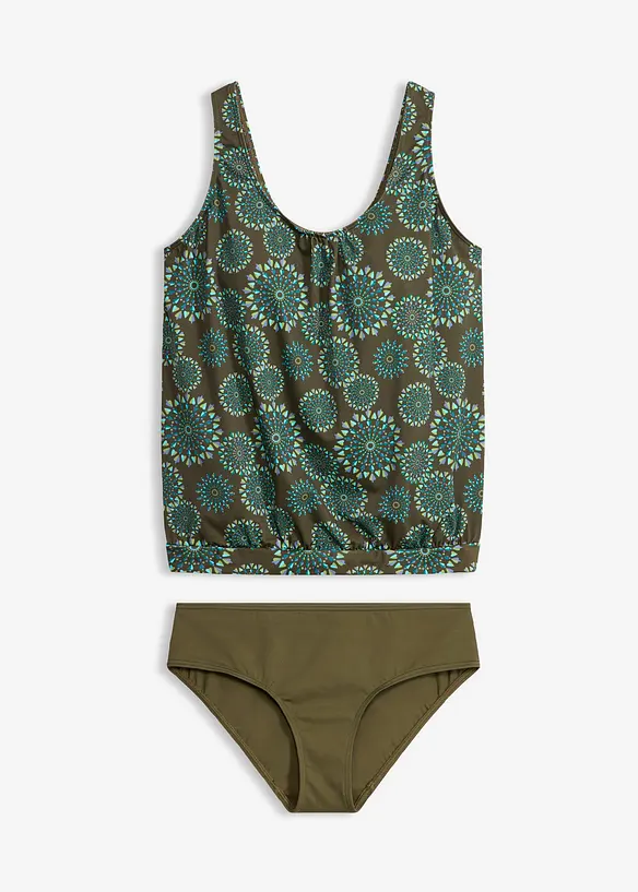 Oversize-Tankini mit breiten Trägern (2-tlg.Set) in grün von vorne - bonprix