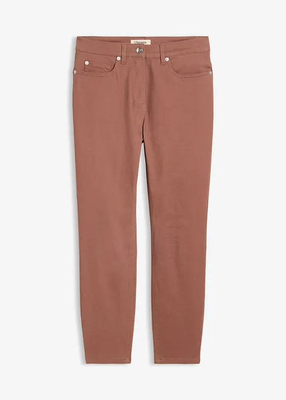 7/8-Hose aus elatischem Baumwoll-Mix in braun von vorne - bonprix