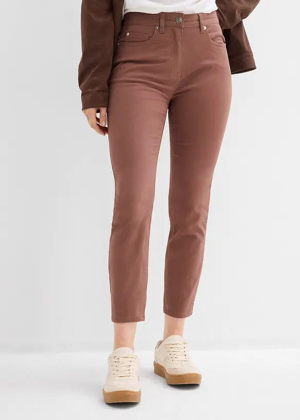7/8-Hose aus elatischem Baumwoll-Mix in braun von vorne - bonprix