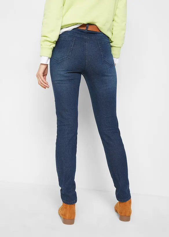 Skinny-Jeans High Waist, cropped in blau von hinten - bonprix