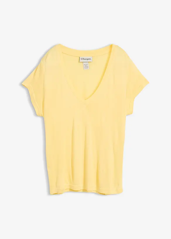 T-Shirt aus softer Viskose in gelb von vorne - bonprix