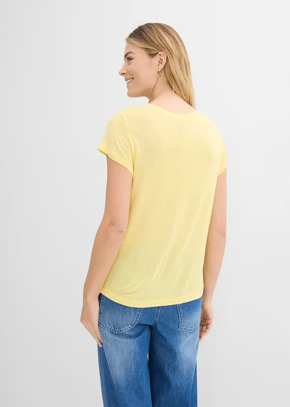 T-Shirt aus softer Viskose in gelb von hinten (im Anschnitt) - bonprix