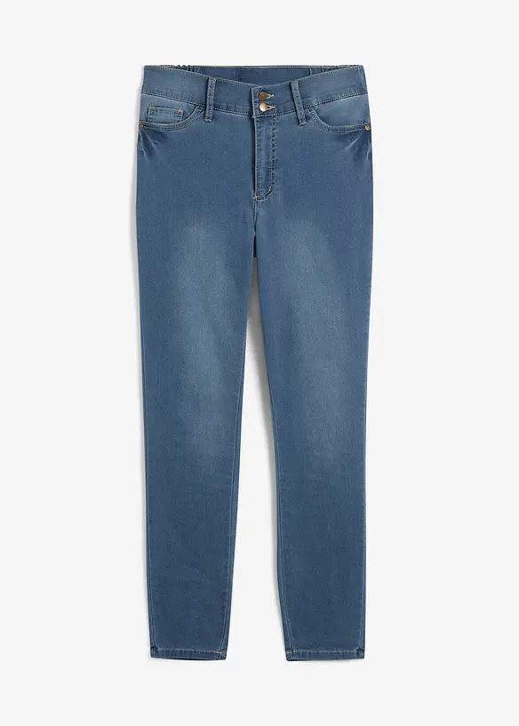 Slim-Fit-Jeans High Waist, Super Stretch in blau von vorne - bonprix