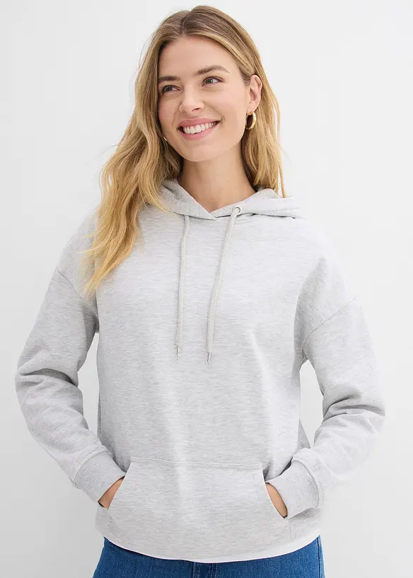 Oversize Hoodie in grau von vorne (im Anschnitt) - bonprix