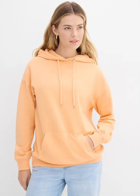 Oversize Hoodie in orange von vorne (im Anschnitt) - bonprix