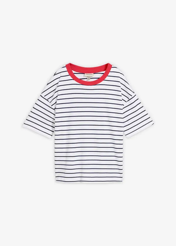 Oversize-T-Shirt aus schwerer Bio-Baumwolle in weiß von vorne - bonprix