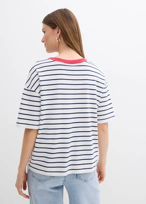 Oversize-T-Shirt aus schwerer Bio-Baumwolle in weiß von hinten (im Anschnitt) - bonprix