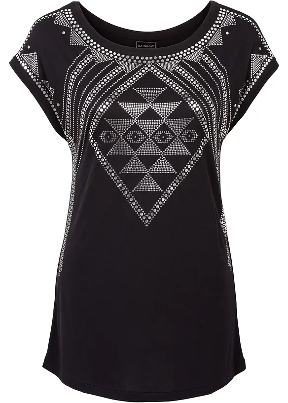 Shirt aus softer Viskose in schwarz von vorne - bonprix Shirt aus softer Viskose in schwarz von vorne - bonprix
