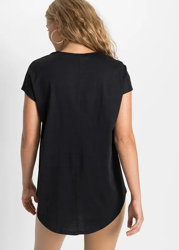 T-Shirt aus reiner Bio-Baumwolle in schwarz von hinten (im Anschnitt) - bonprix