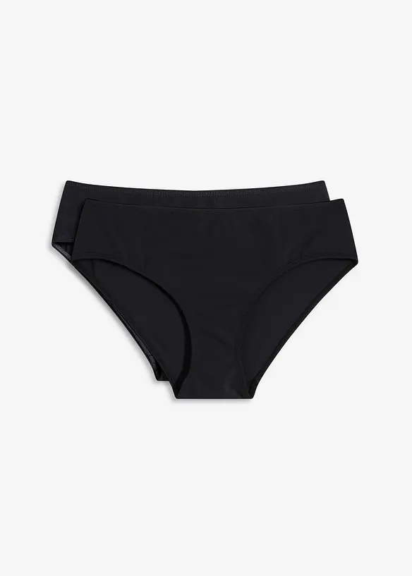 Bikinihose (2er Pack) in schwarz von vorne - bonprix