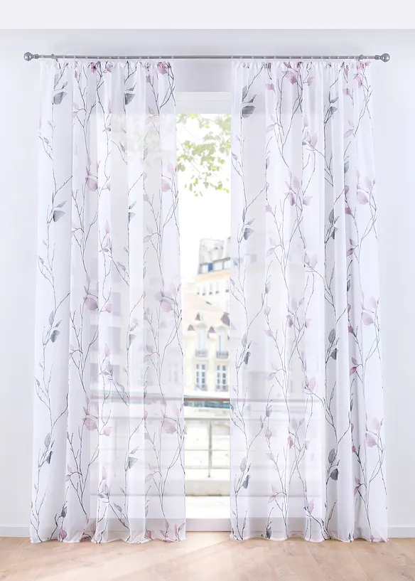 Transparente Gardine aus feinem Voile, auch in extra lang (1er Pack) in rosa - bonprix
